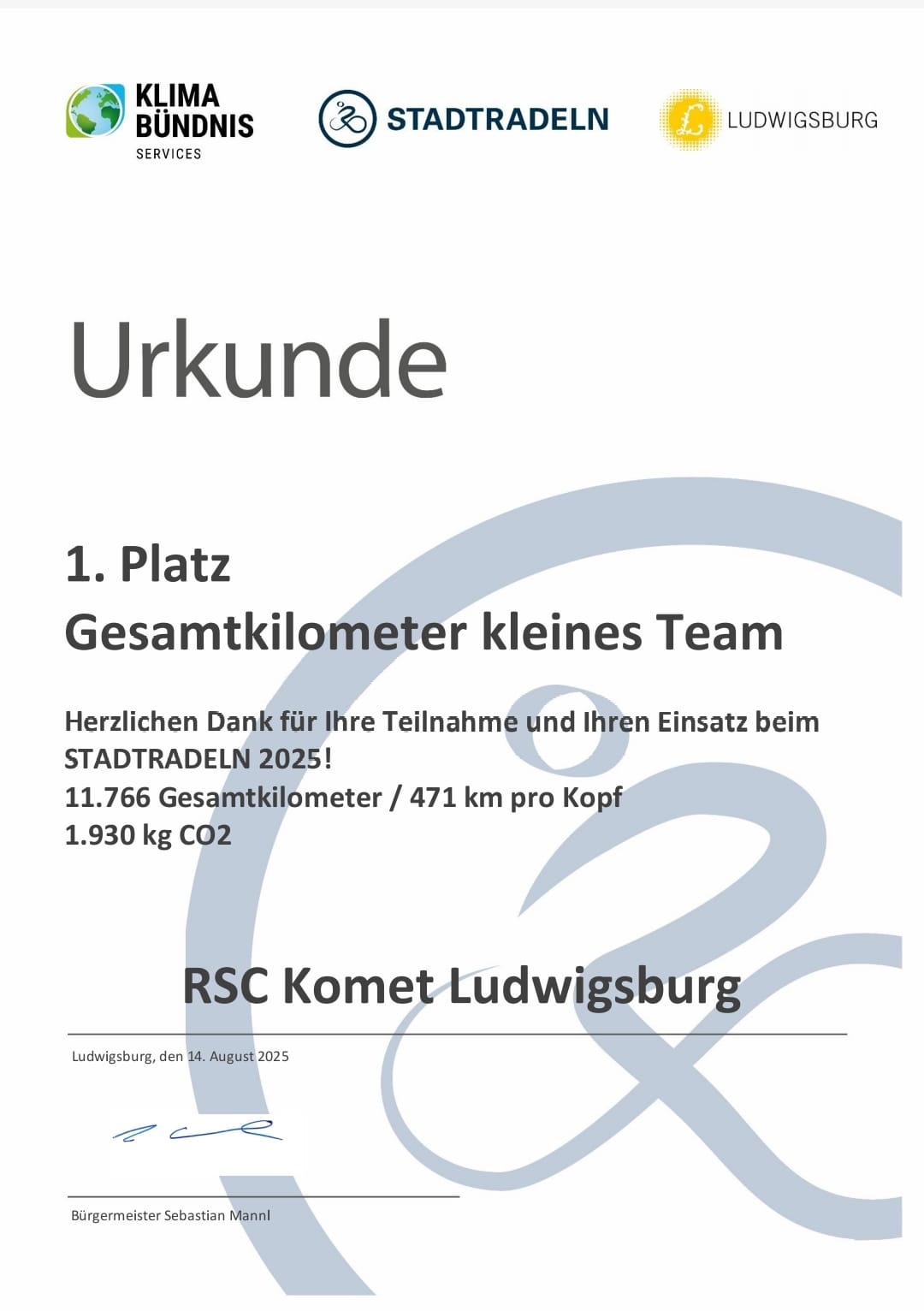 Erfolgreiche Stadtradler des RSC Komet Ludwigsburg
